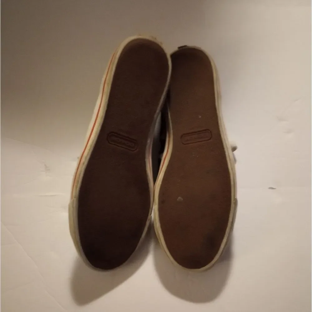 🆕👟Coach Suzzy Logo Jacquard Tan and Orange Sneakers
